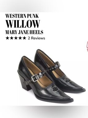 Fluevog NIB Western Punk Willow black leather Mary Jane heels - 8.5 (fits 8)